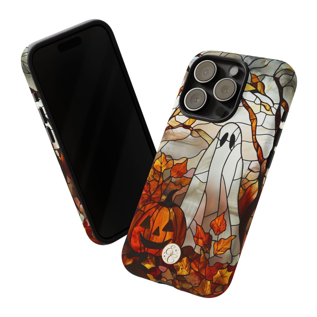 Ghost & Pumpkin Stained Glass Halloween Phone Case