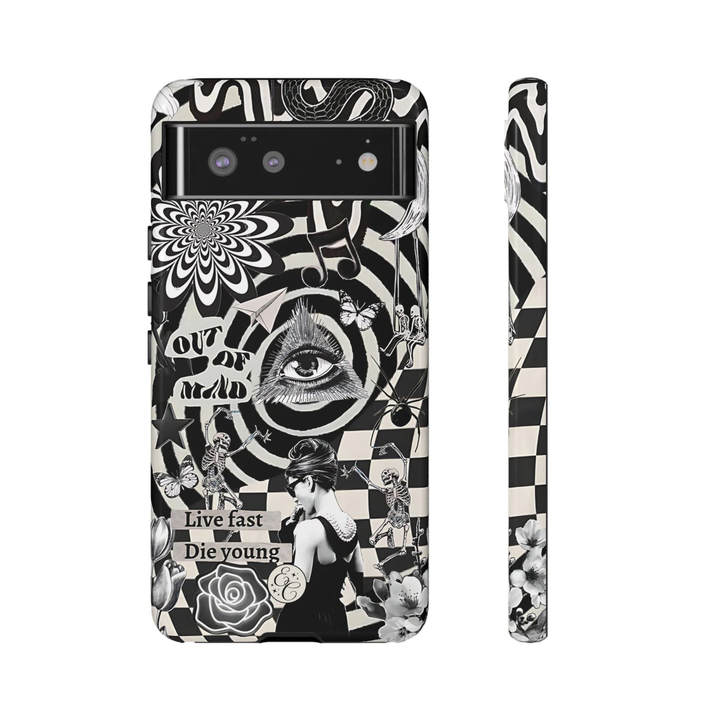 Black and White Psychedelic Art Tough Phone Case