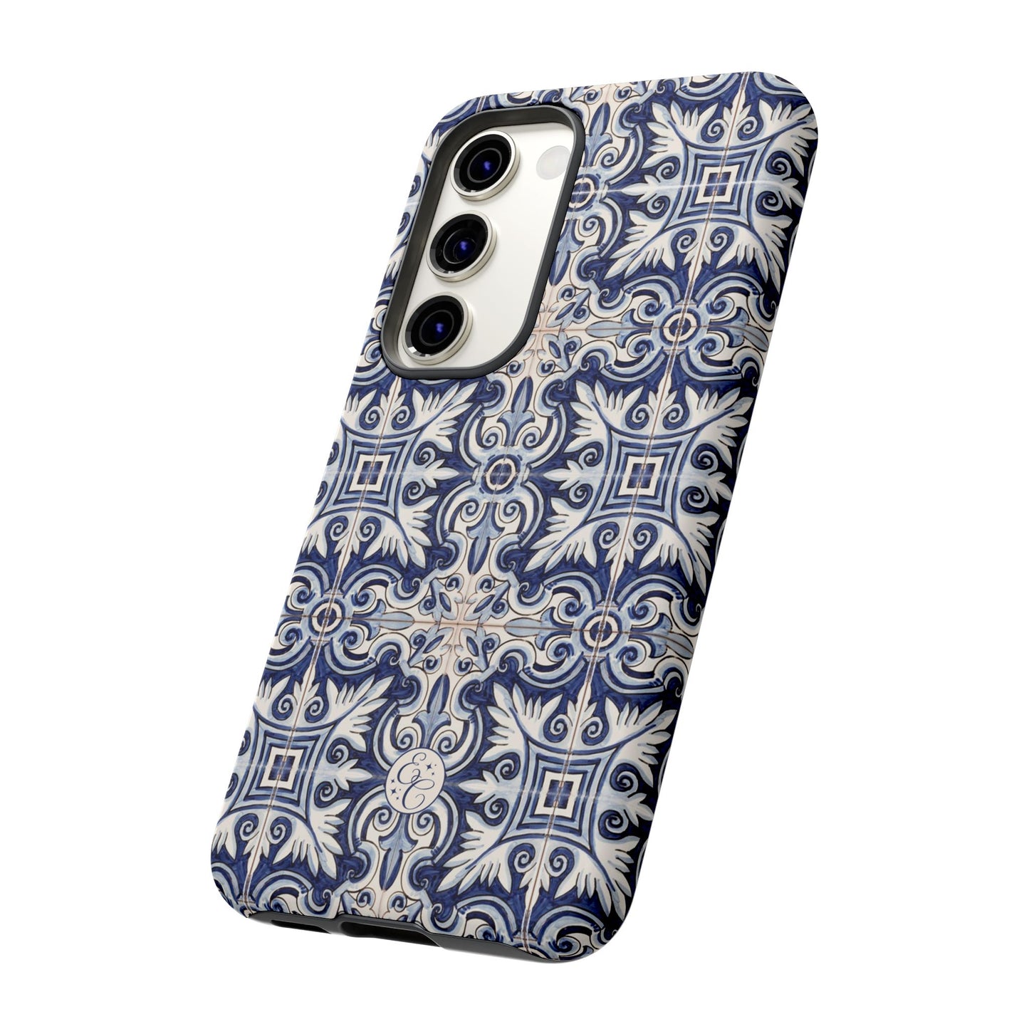 Mediterranean Floral Ceramic Pattern Tough Phone Case