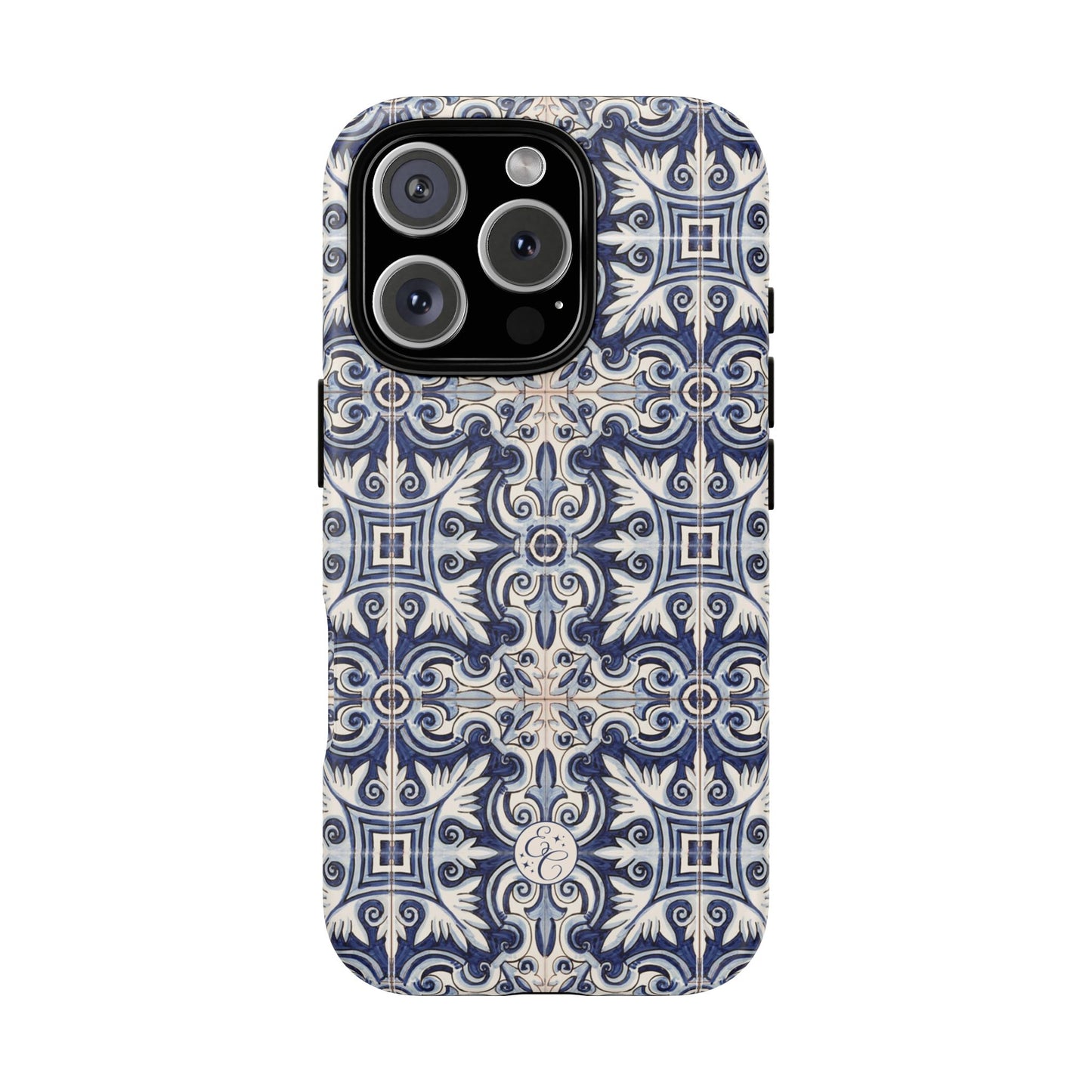 Mediterranean Floral Ceramic Pattern Tough Phone Case