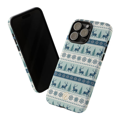 Blue Winter Reindeer Tough Phone Case