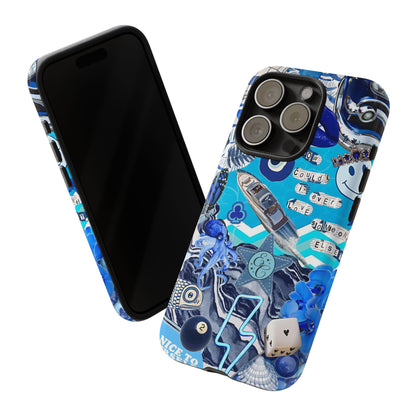 Eclectic Blue Collage Tough Phone Case