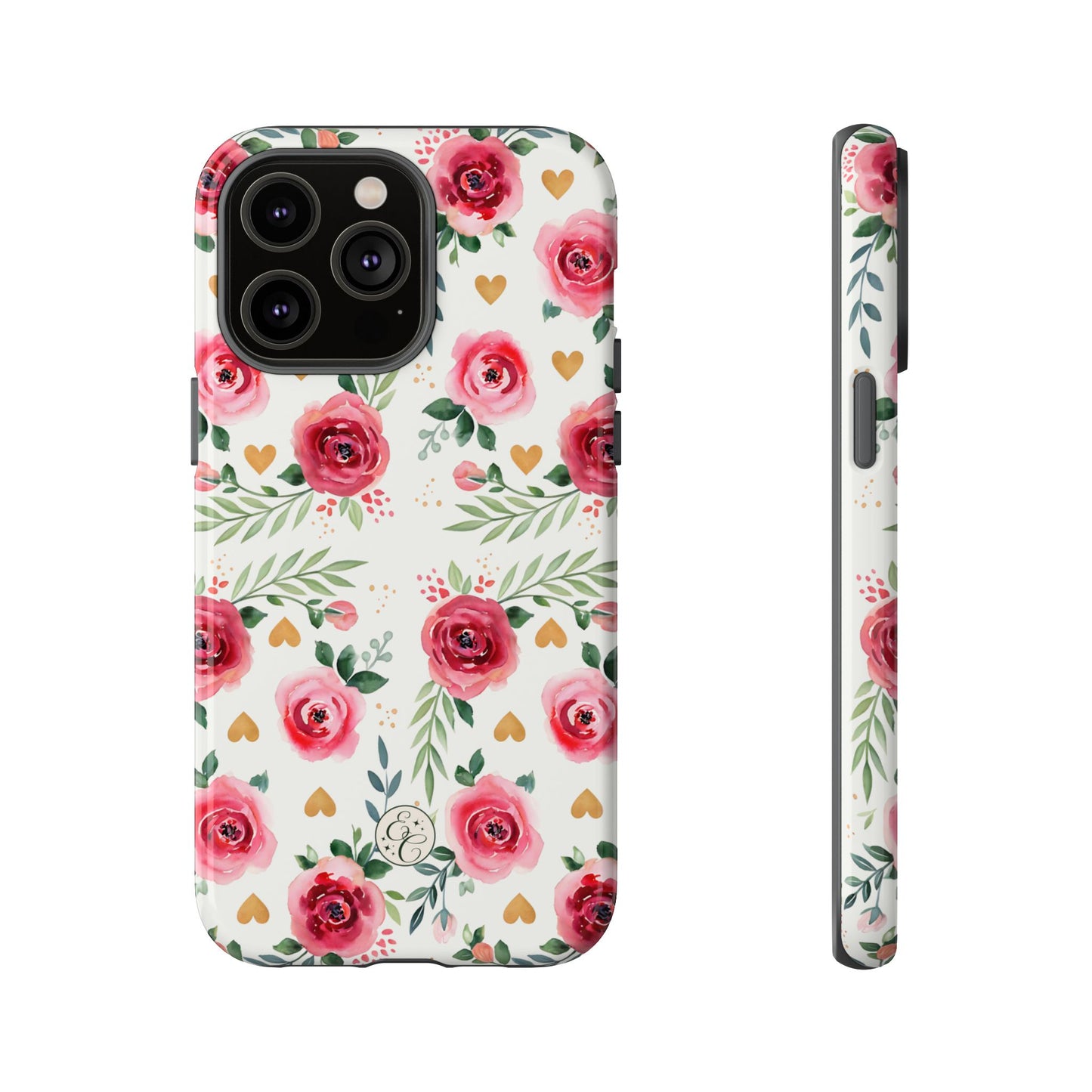 Hearts & Roses Watercolor Pattern Tough Phone Case