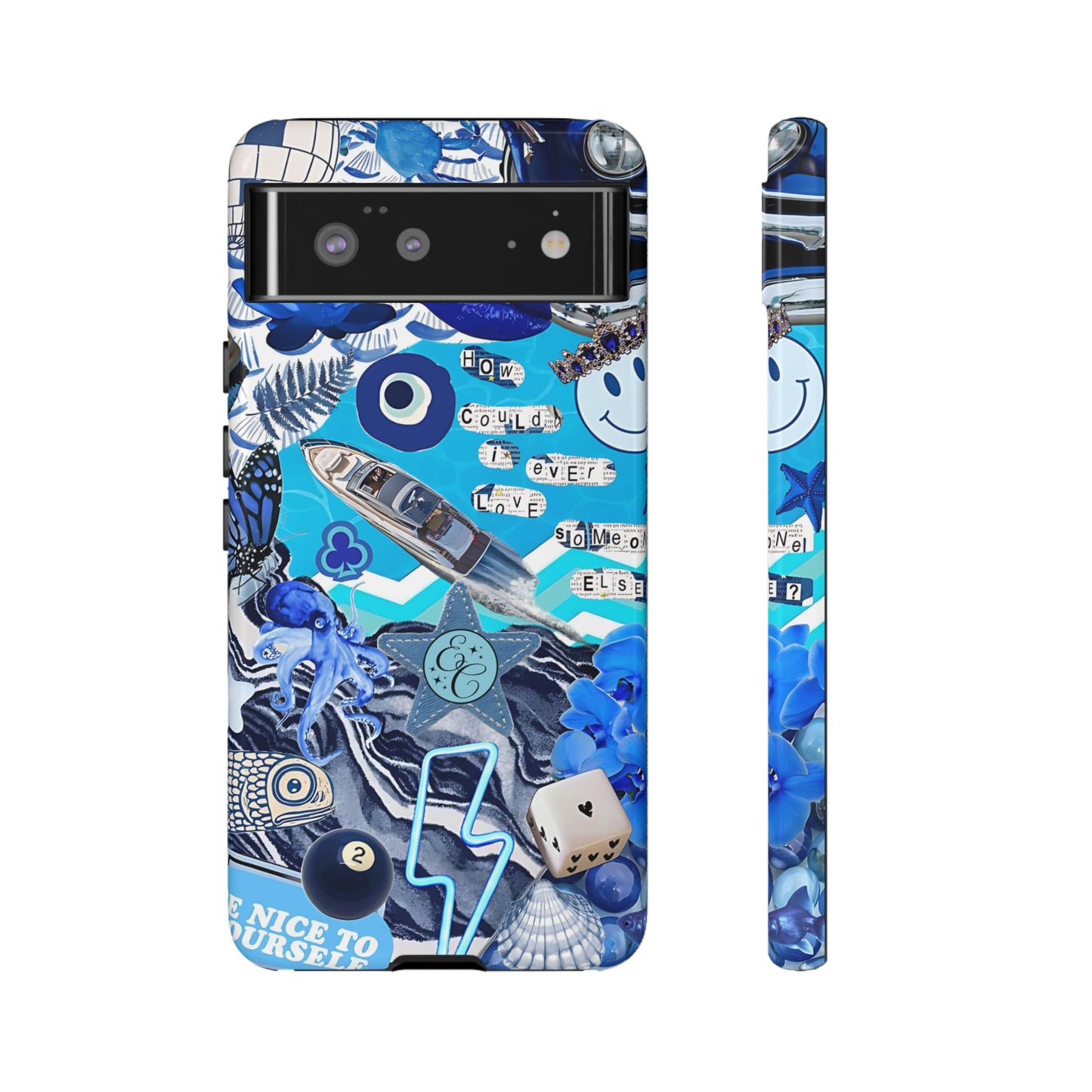 Eclectic Blue Collage Tough Phone Case