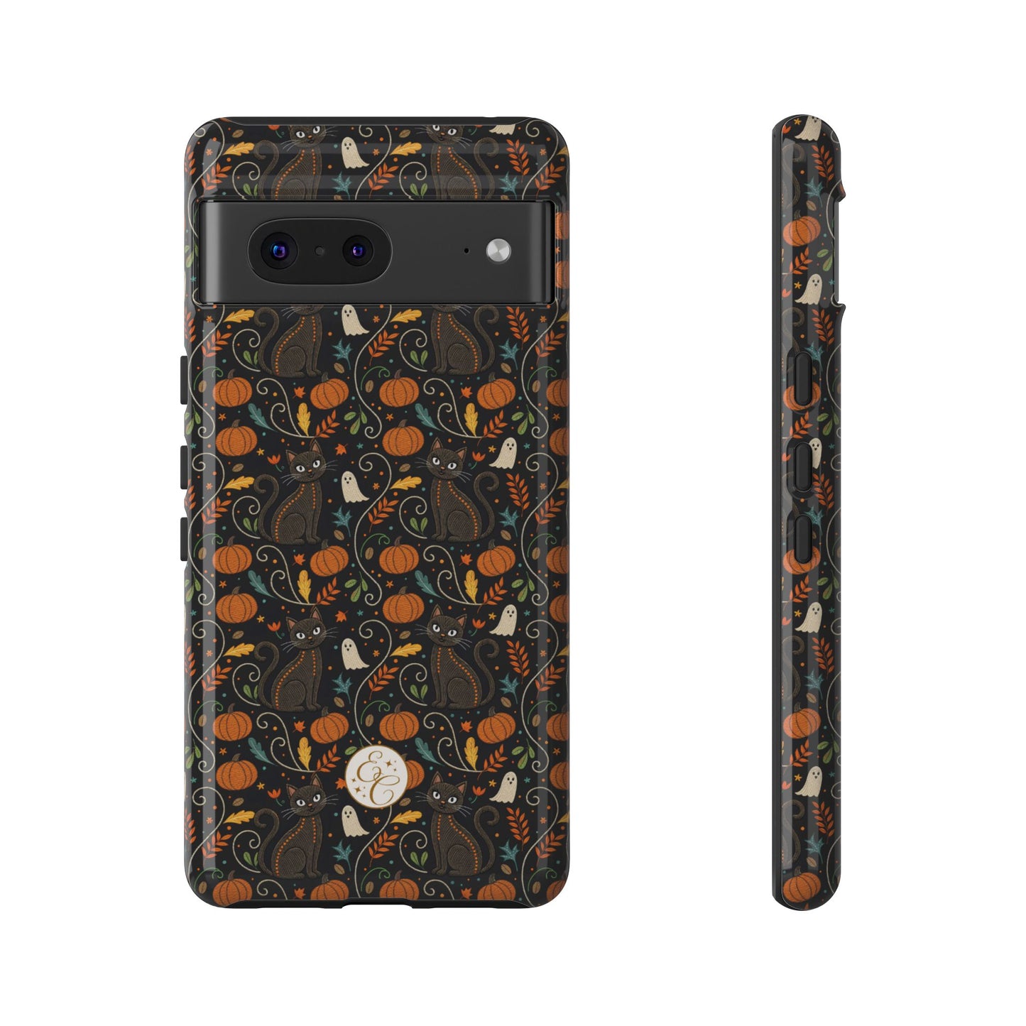 Boho Halloween Black Cat Pattern Tough Phone Case