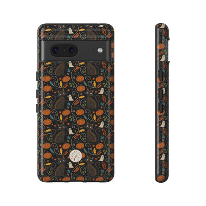 Boho Halloween Black Cat Pattern Tough Phone Case
