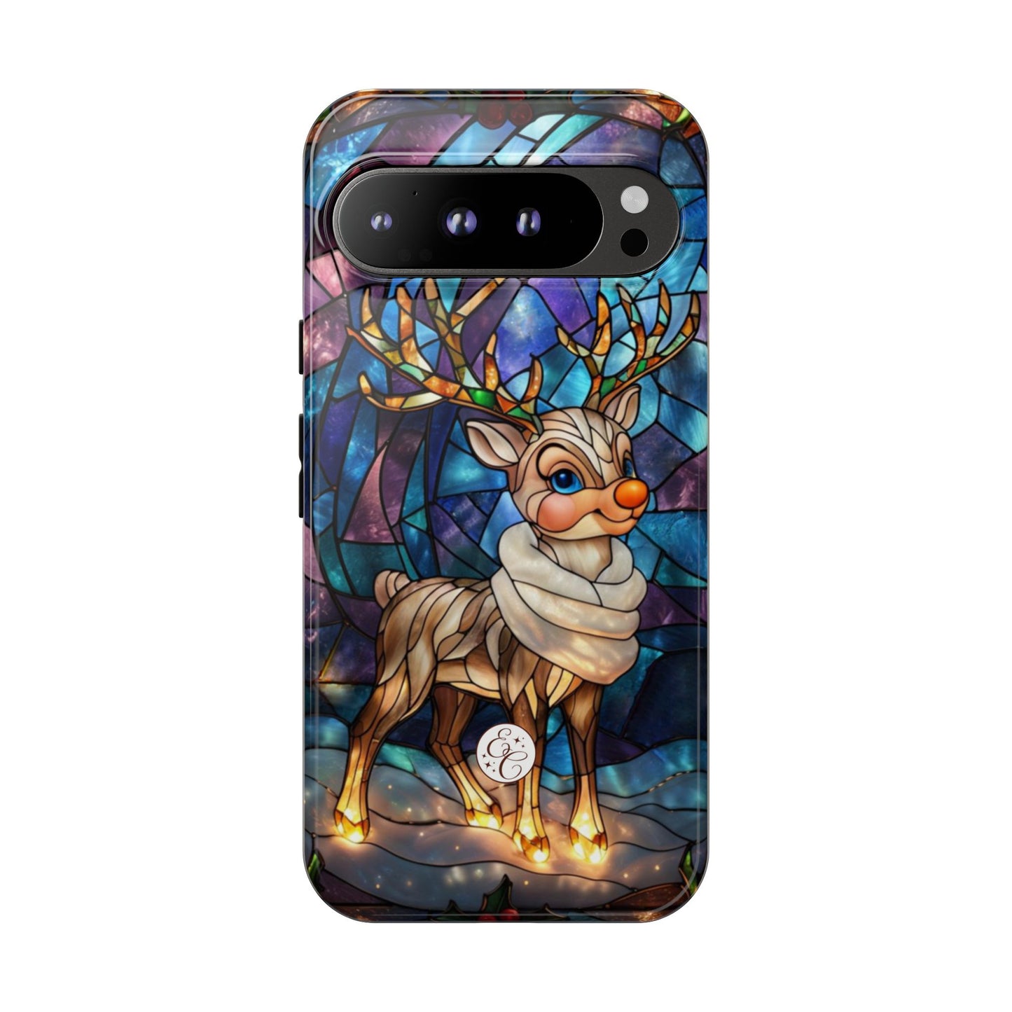 Cute Reindeer Stained Glass Tough Phone Case