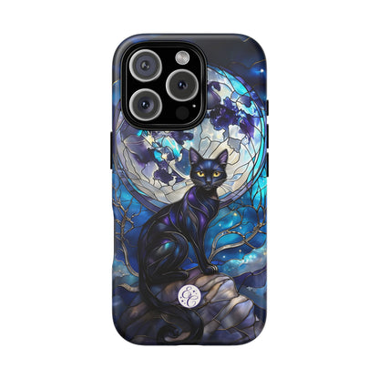 Stained Glass Black Cat Tough Phone Case