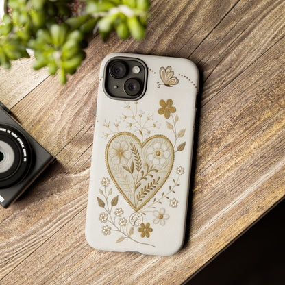 Floral Heart Design Tough Phone Case