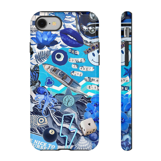 Eclectic Blue Collage Tough Phone Case