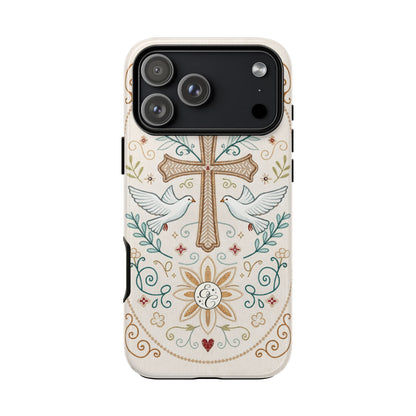 Christian Cross and Doves Tough Phone Case