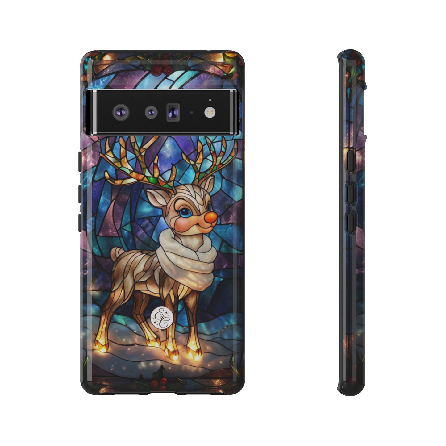 Cute Reindeer Stained Glass Tough Phone Case