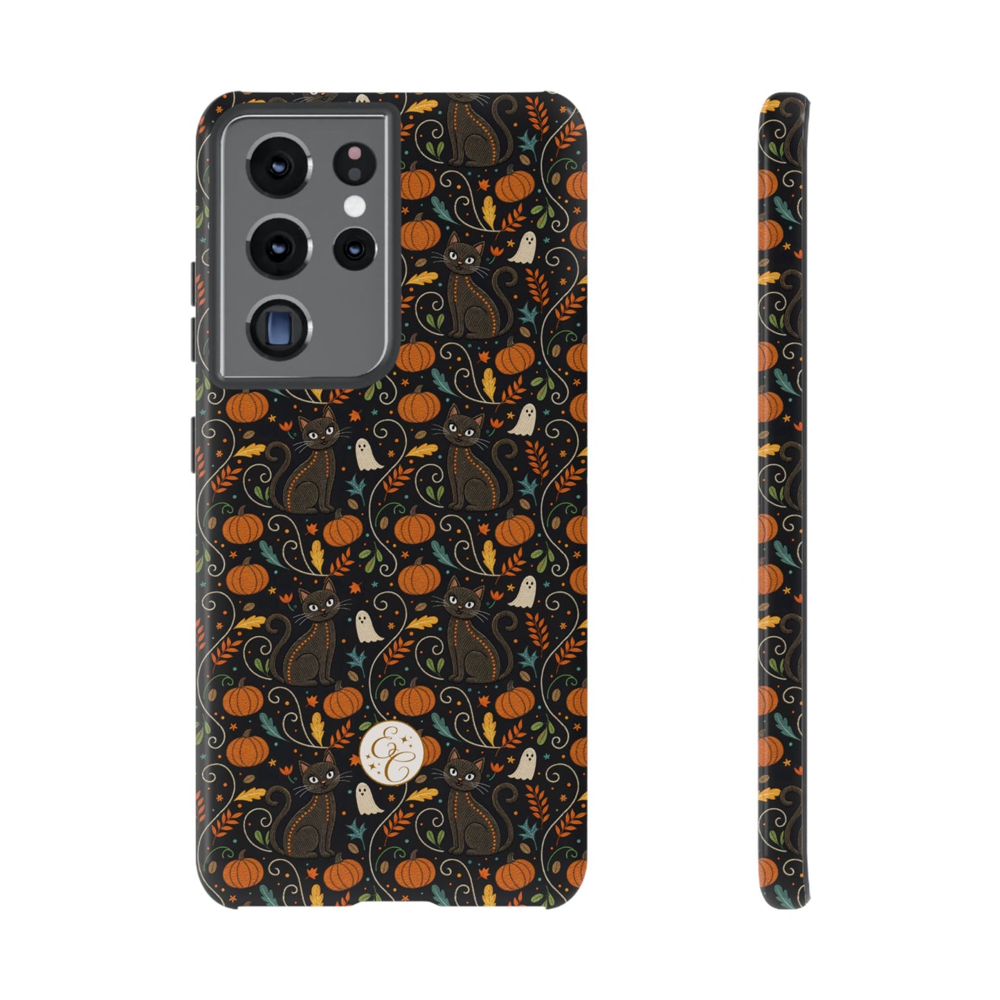 Boho Halloween Black Cat Pattern Tough Phone Case