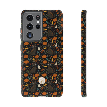 Boho Halloween Black Cat Pattern Tough Phone Case