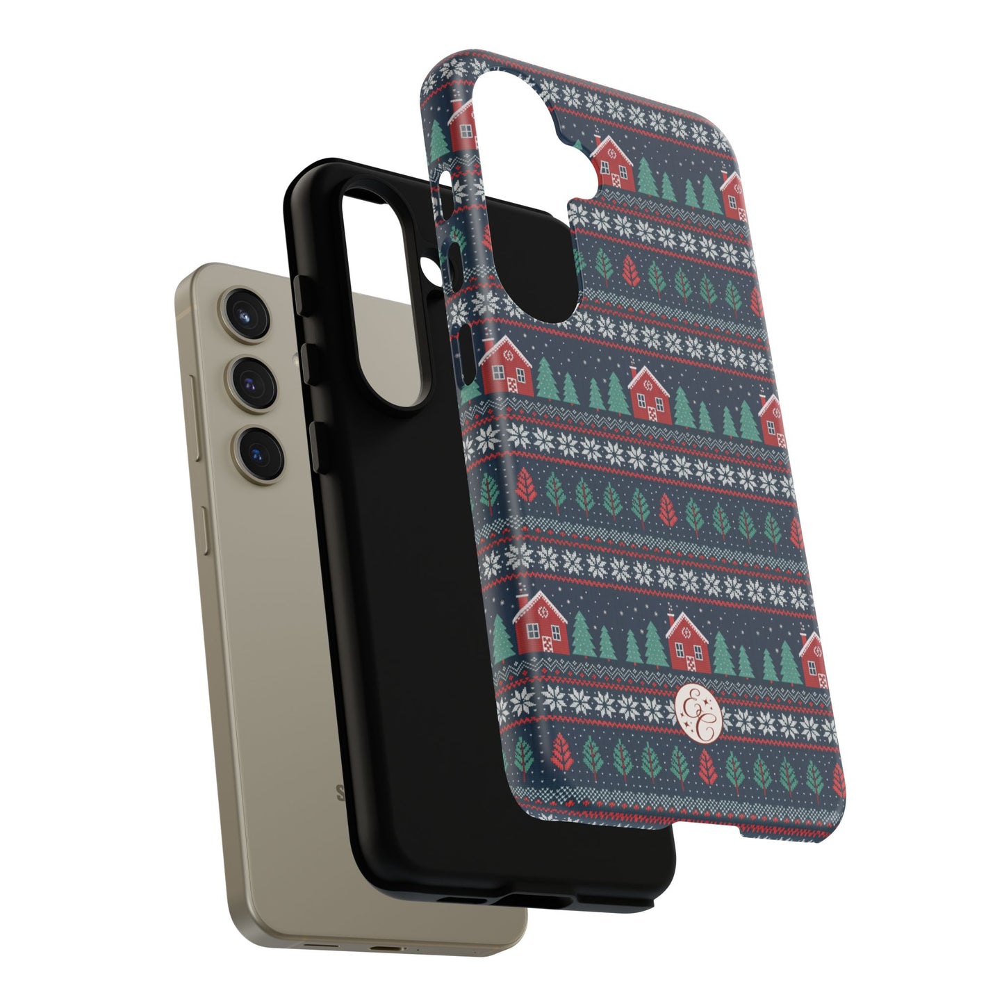Winter Cottage Pattern Tough Phone Case