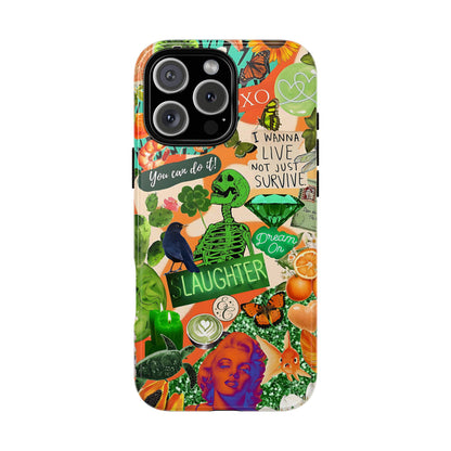 Green and Orange Collage Tough Phone Case