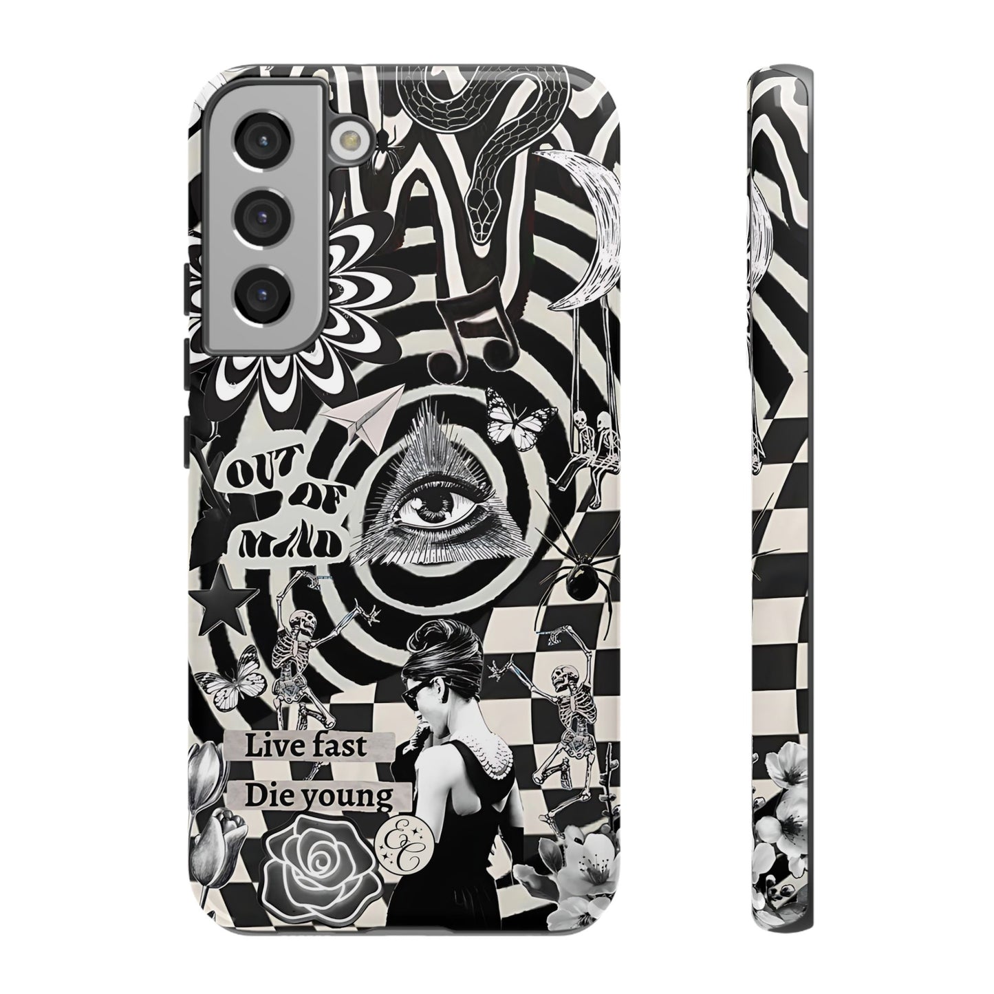 Black and White Psychedelic Art Tough Phone Case