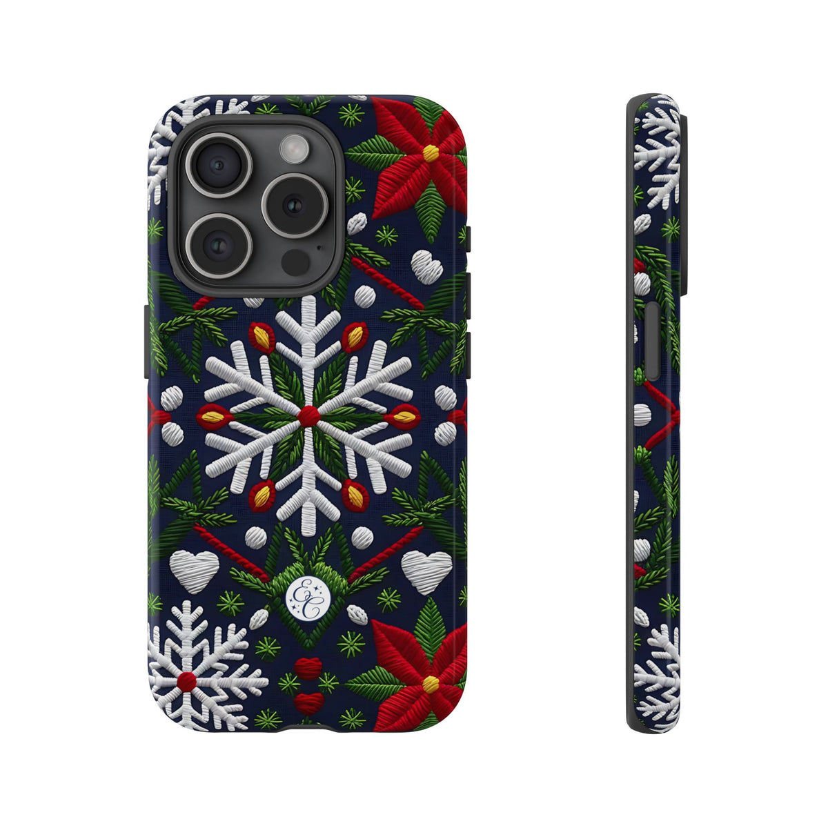 Snowflakes and Poinsettias Phone Case