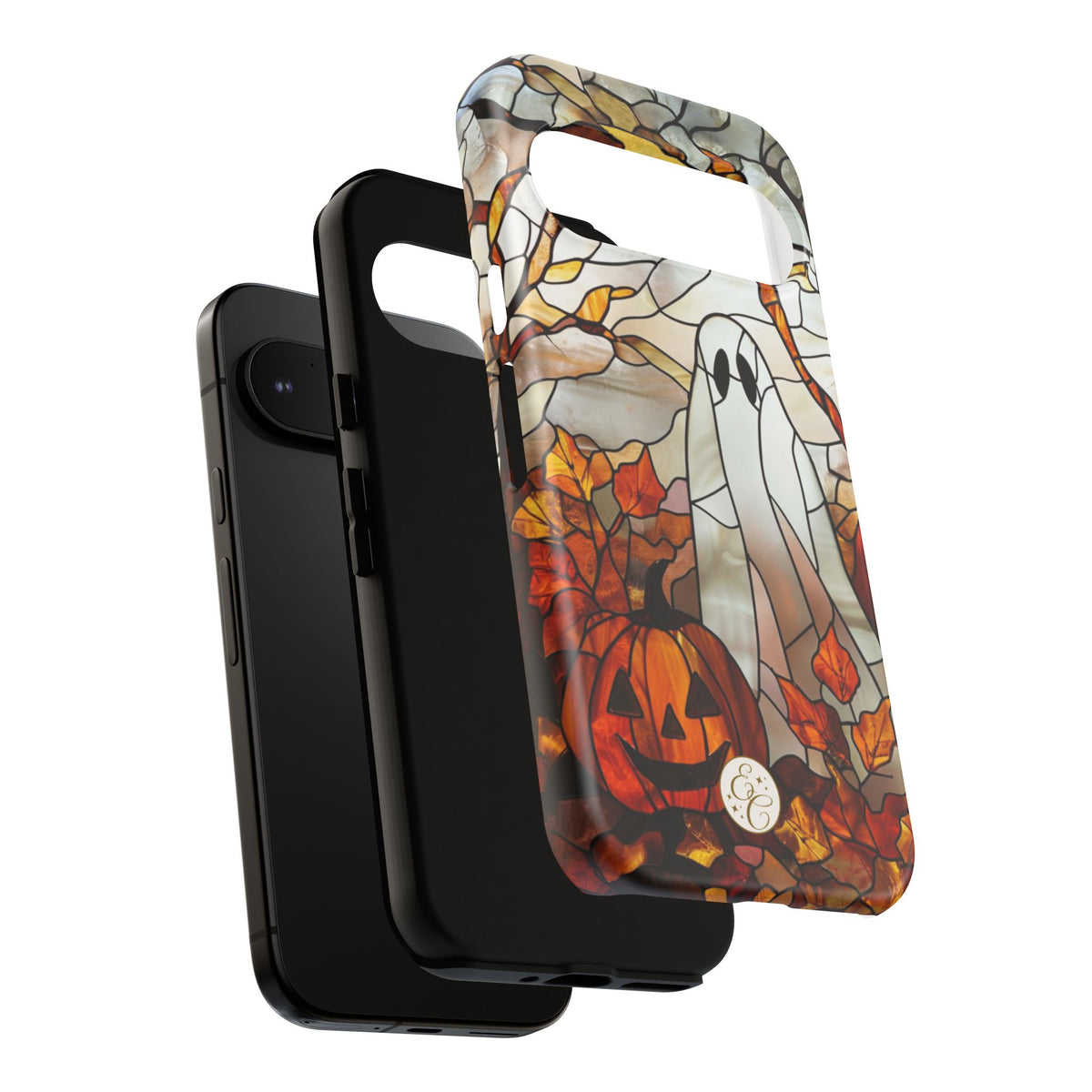 Ghost & Pumpkin Stained Glass Halloween Phone Case