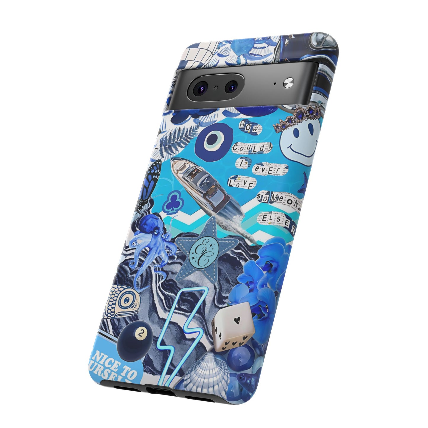 Eclectic Blue Collage Tough Phone Case