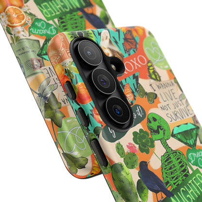 Green and Orange Collage Tough Phone Case