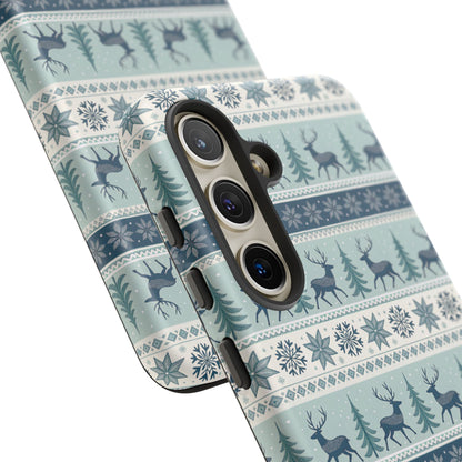 Blue Winter Reindeer Tough Phone Case