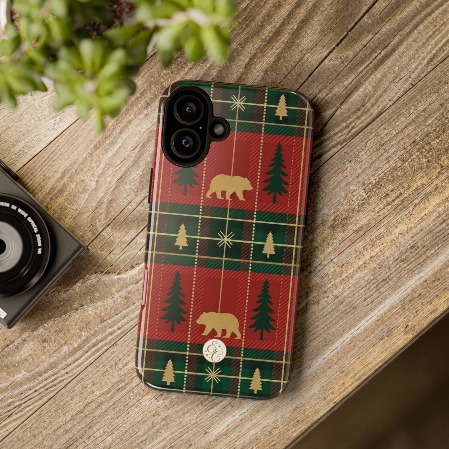 Christmas Bear Plaid Tough Phone Case