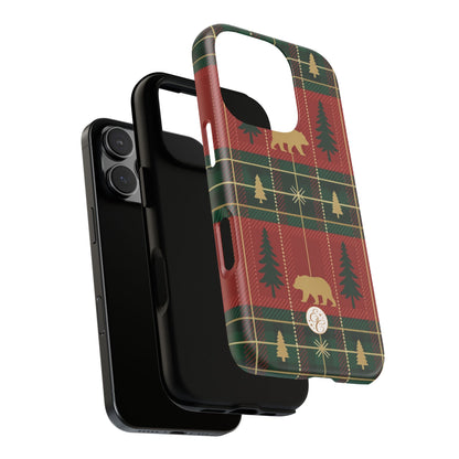 Christmas Bear Plaid Tough Phone Case