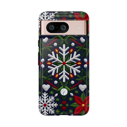 Snowflakes and Poinsettias Phone Case