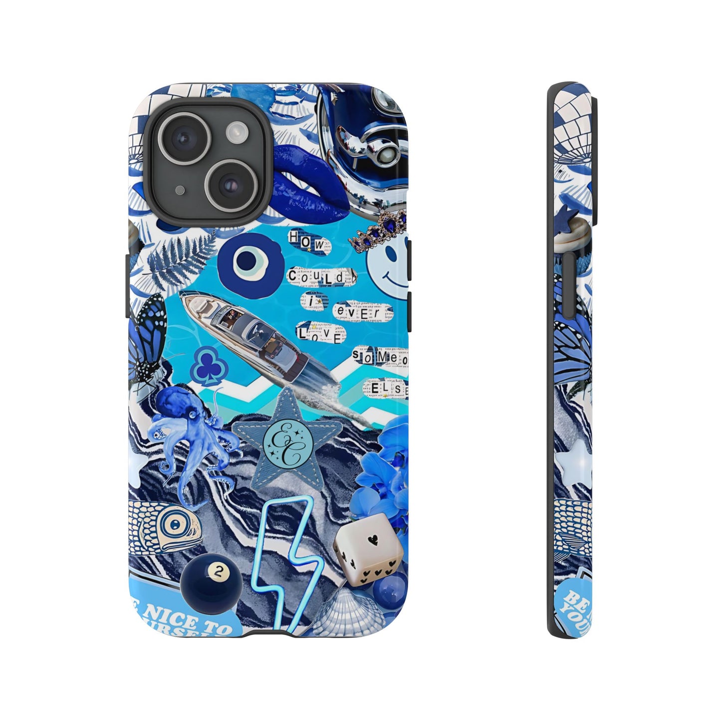 Eclectic Blue Collage Tough Phone Case