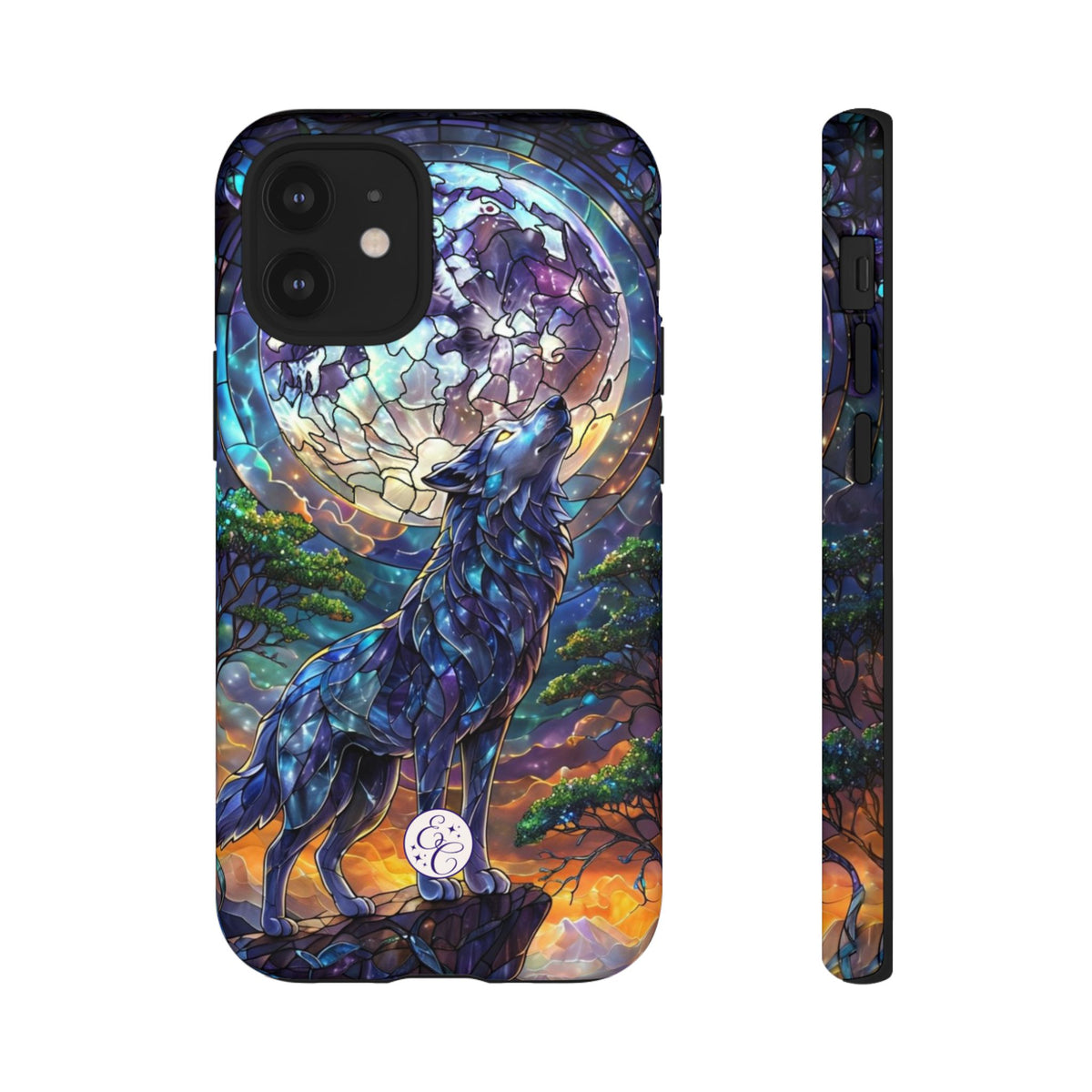 Moonlit Wolf Stained Glass Halloween Phone Case