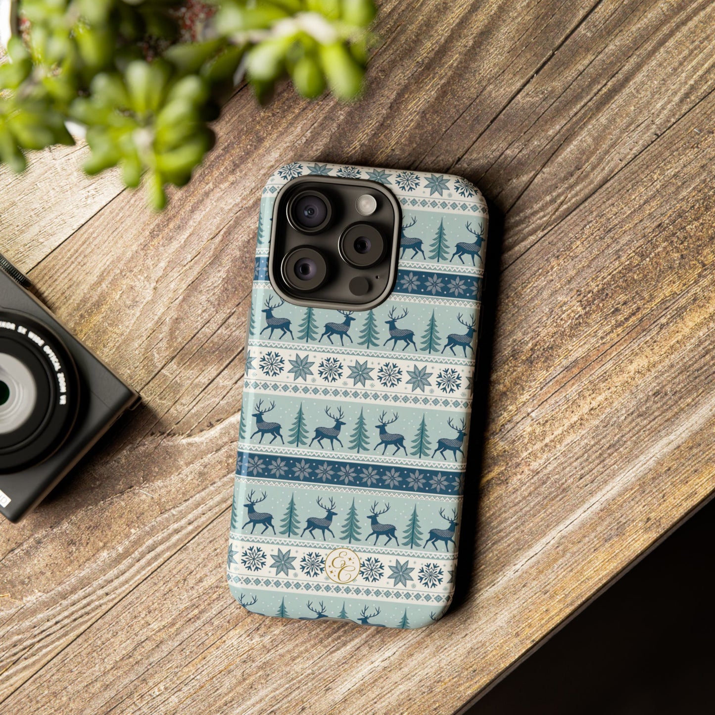 Blue Winter Reindeer Tough Phone Case