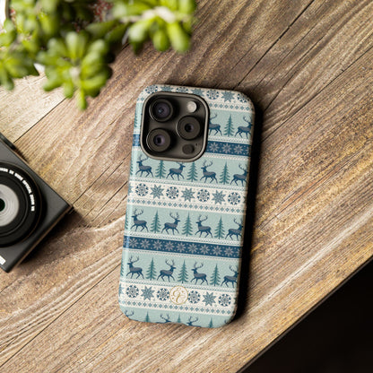 Blue Winter Reindeer Tough Phone Case