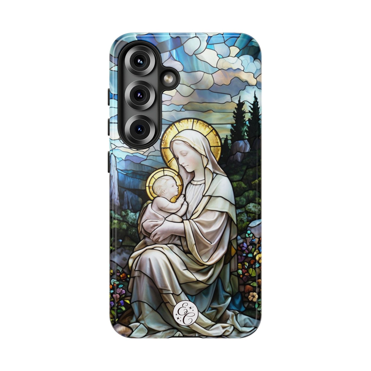 Virgin Mary with Baby Jesus Stained Glass Tough Phone Case