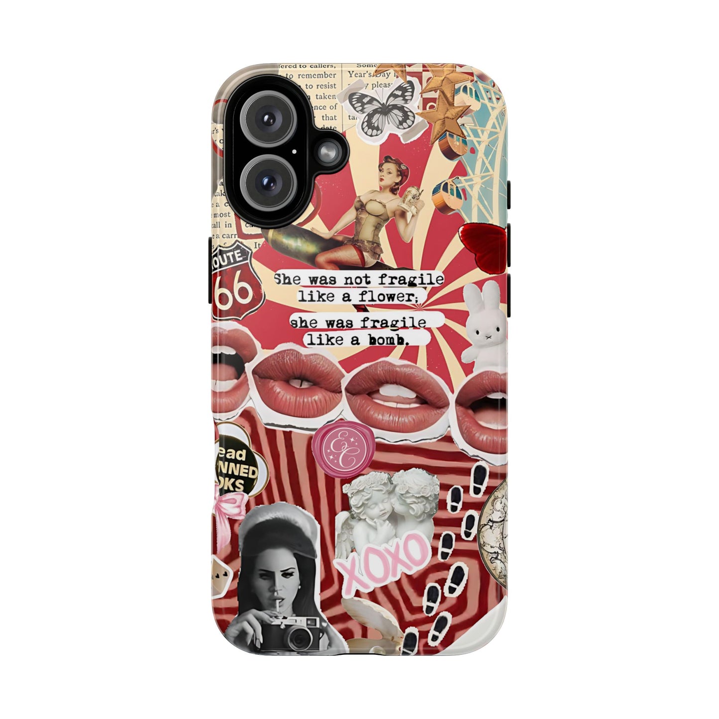 Feminine Aesthetic Retro Collage Tough Phone Case