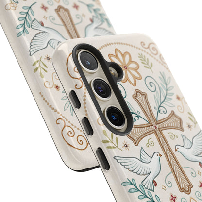 Christian Cross and Doves Tough Phone Case