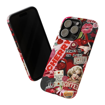 Cherry Theme Retro Collage Tough Phone Case