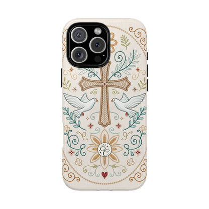Christian Cross and Doves Tough Phone Case