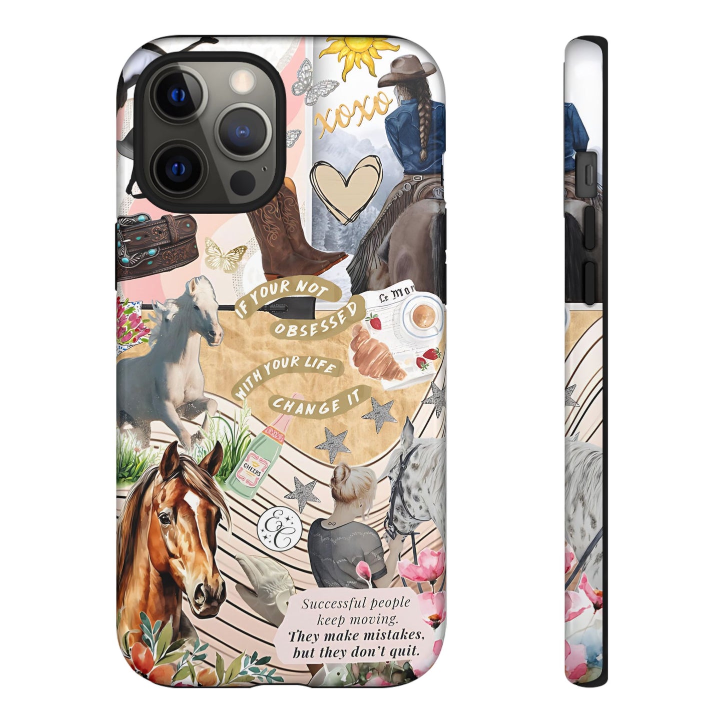 Equestrian Cowgirl Collage Tough Phone Case