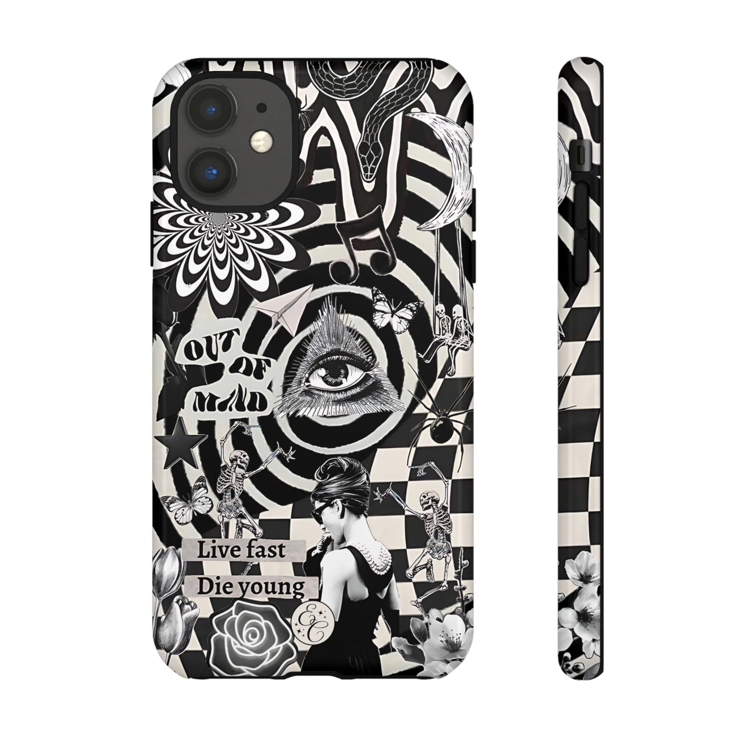 Black and White Psychedelic Art Tough Phone Case