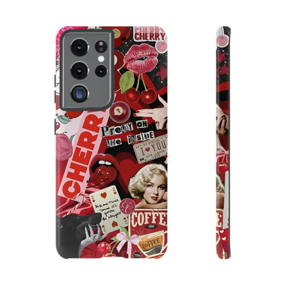 Cherry Theme Retro Collage Tough Phone Case