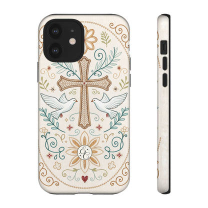 Christian Cross and Doves Tough Phone Case