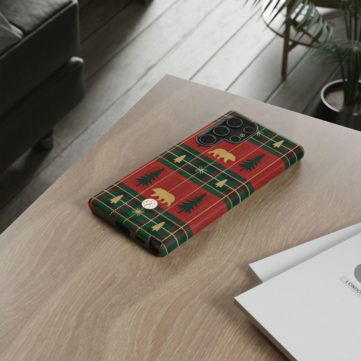 Christmas Bear Plaid Tough Phone Case
