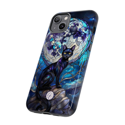 Stained Glass Black Cat Tough Phone Case