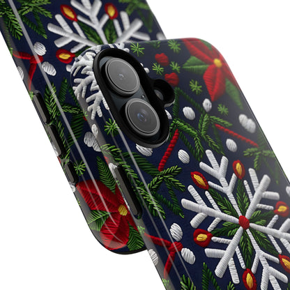 Snowflakes and Poinsettias Phone Case