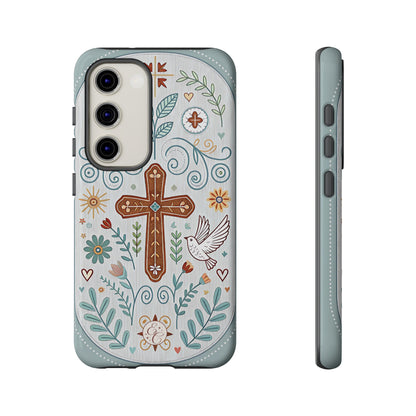 Christian Cross Floral Tough Phone Case