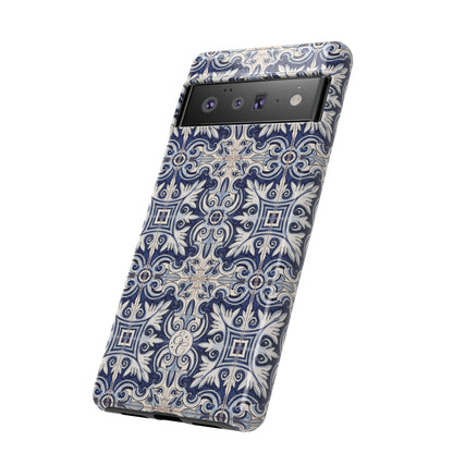 Mediterranean Floral Ceramic Pattern Tough Phone Case