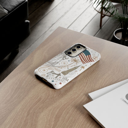 USA Landmarks Boho Doodle Tough Phone Case