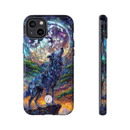 Moonlit Wolf Stained Glass Halloween Phone Case