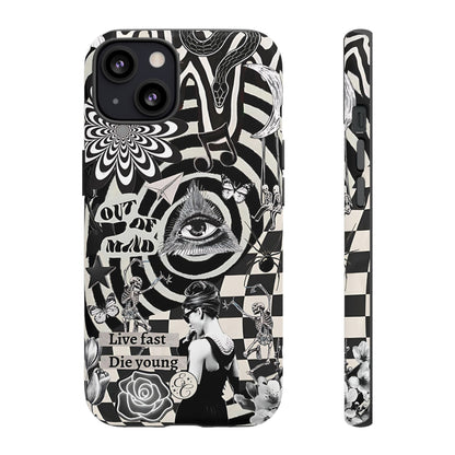 Black and White Psychedelic Art Tough Phone Case